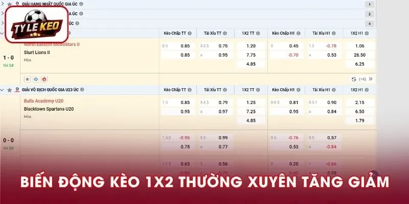 Biến động tăng giảm odds 1X2 theo góc nhìn thị trường