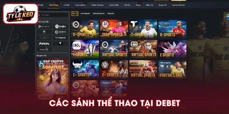 Hệ thống nhà phát hành thể thao tại DEBET