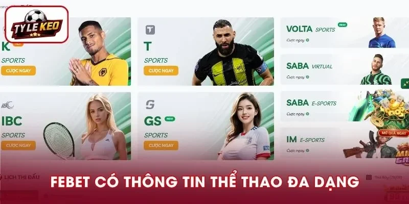 FEBET không làm bạn thất vọng với thông tin thể thao đa dạng